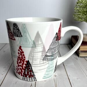 Starbucks Holiday Mug 2017 18 oz Red Black Green Blue Stylized Christmas Trees